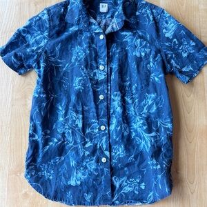 GAP Kids Navy Floral Button-Down Shirt